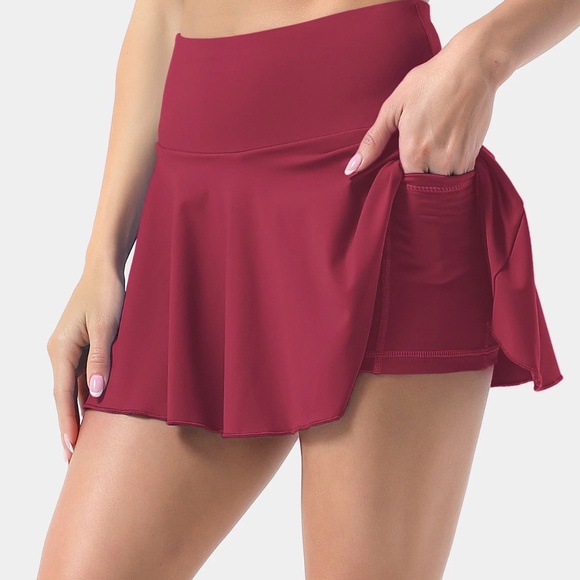 Halara Dark Red Tennis Skort - Picture 1 of 2